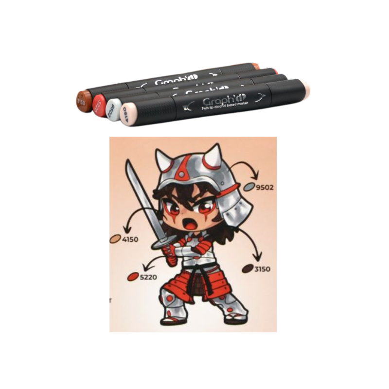 Kit coloriage figurine chibis Samurai - Graph'it