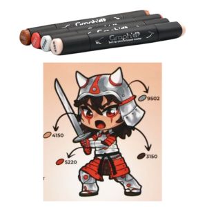Kit coloriage figurine chibis Samurai - Graph'it