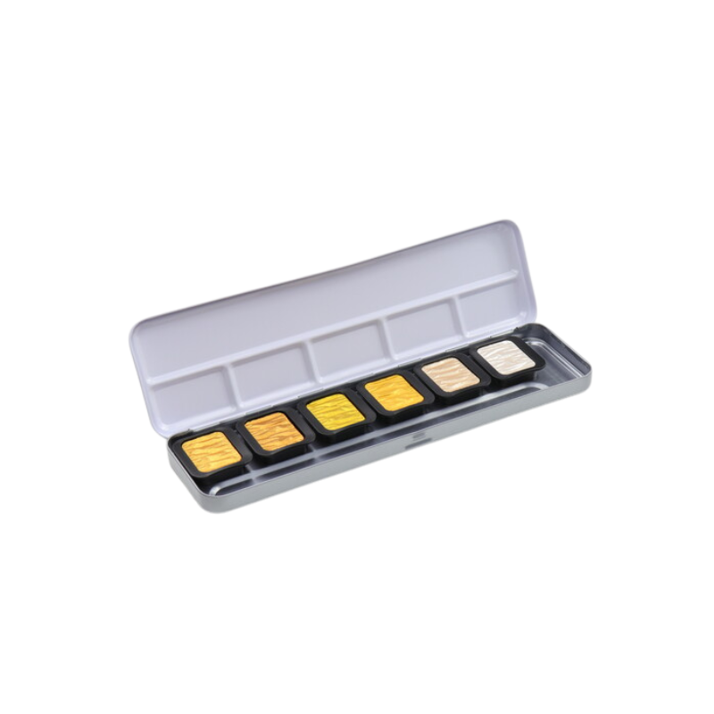 Boite 6 godets aquarelle couleurs nacrées Finetec
