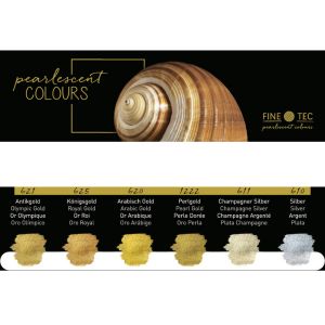 Assortiment aquarelle Finetec de 6 couleurs métalliques et effets nacrées