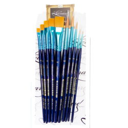 Set de 10 pinceaux multi-usages manche court Blue Line - Léonard