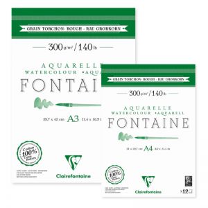 Bloc aquarelle Fontaine - Coton extra blanc grain torchon - Clairefontaine