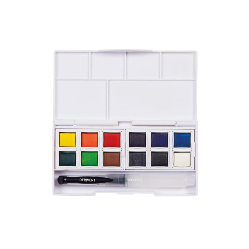 Set aquarelle nomade 12 couleurs + pinceau réservoir - Derwent