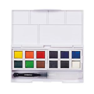 Set aquarelle nomade 12 couleurs + pinceau réservoir - Derwent