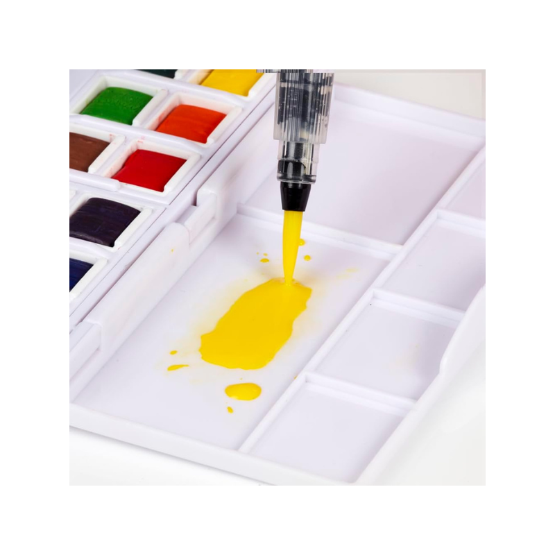 Palette aquarelle nomade 12 demi-godets Derwent + pinceau réservoir