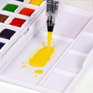 Palette aquarelle nomade 12 demi-godets Derwent + pinceau réservoir