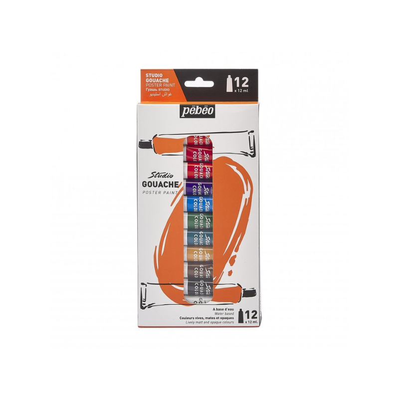 Set de 12 tubes de gouache 12ml - Pébéo