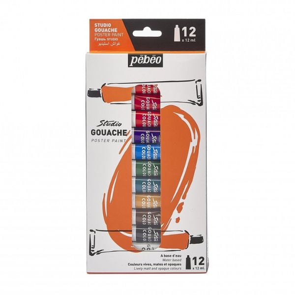Set de 12 tubes de gouache 12ml - Pébéo