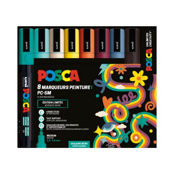Set de 8 POSCA- PC5M - Edition limitée Rétro