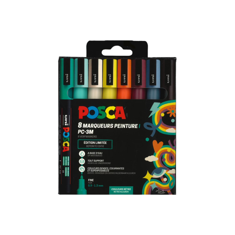 Set de 8 POSCA PC3M - Edition limitée Rétro