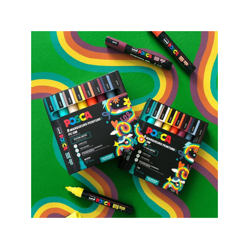 Edition limitée Rétro POSCA - Assortiment 8 marqueurs PC3M