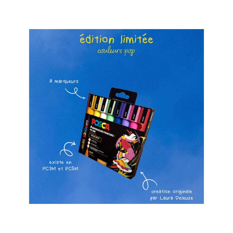 Edition limitée Pop POSCA - Assortiment 8 marqueurs PC3M