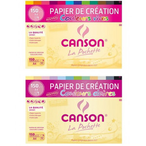 Papier de Création couleurs- grain fin 150gr - Canson