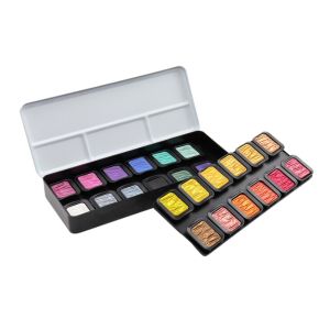 Boîte aquarelle nacrée Finetec - 24 godets - 22 nacrées + 2 flip-flop