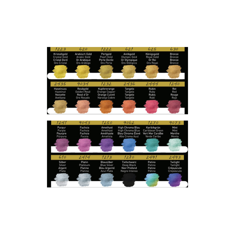 Aquarelle Finetec haute qualité - boite de 24 godets - 22 nacrées + 2 flip-flop