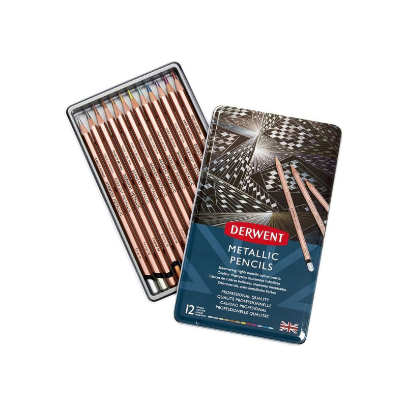 Boîte de 12 crayons Metallic Derwent
