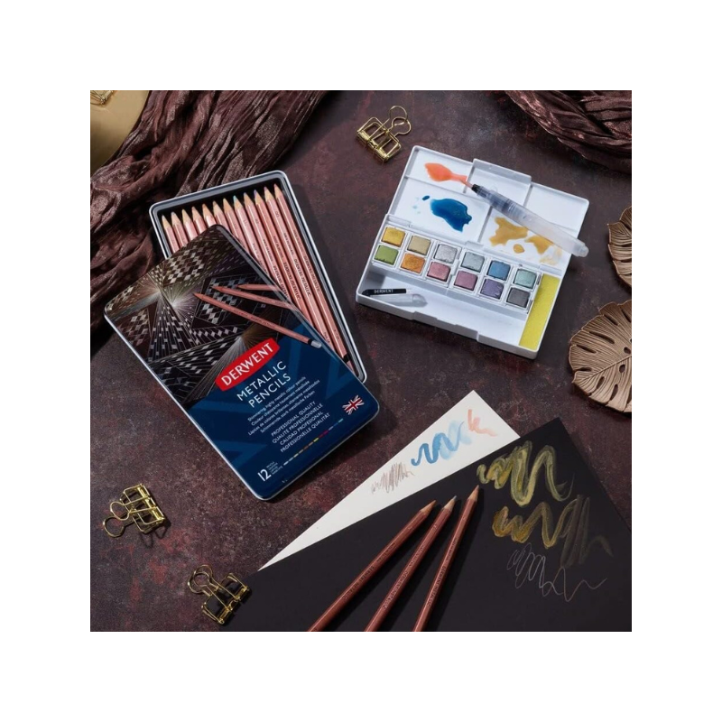 Boîte métal de 12 crayons Metallic Derwent