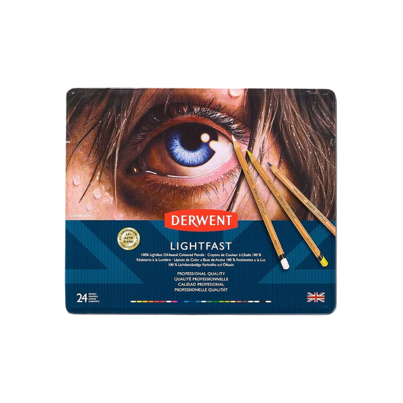 Boîte 24 crayons de couleur Lightfast Derwent - résistants lumière
