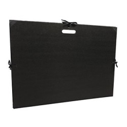 Carton à dessin en kraft noir à cordons et poignée intégrée
