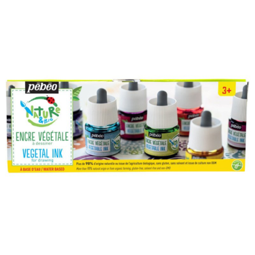 Peinture encre écoresponsable Pébéo - set de 5 couleurs primaires - 5x45ml