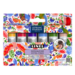 Gouache extra-fine Linel - 6 tubes - Sélection Design