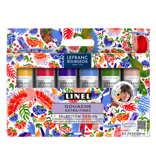 Gouache extra-fine Linel - 6 tubes - Sélection Design