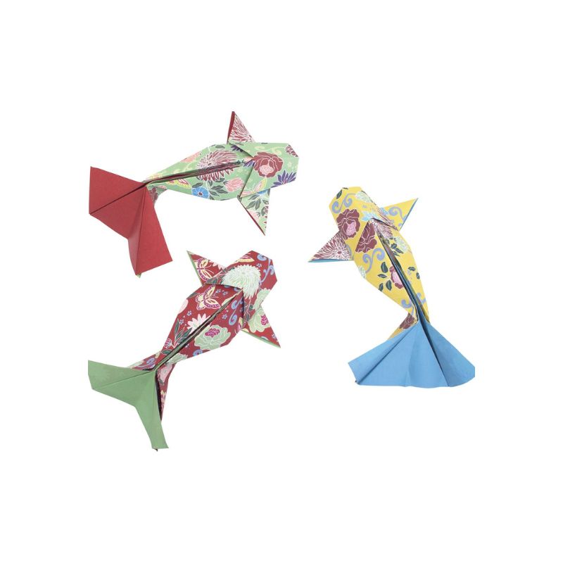 Pochette 40 feuilles papier Origami 20x20cm - Carpe Koï - Graine créative