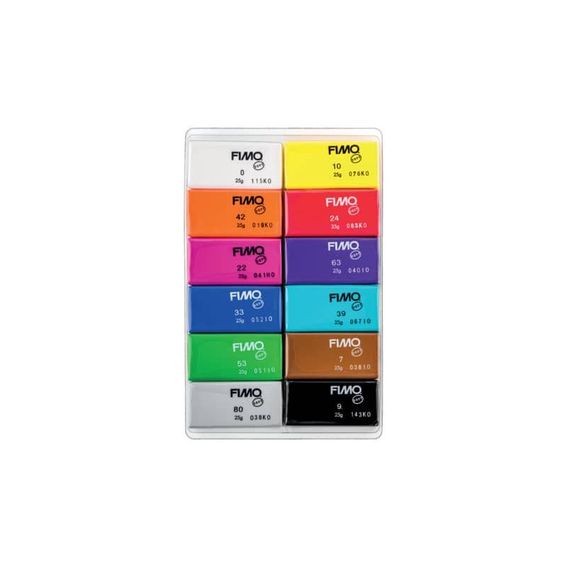 Lot 12 demi-pains de pâte FIMO SOFT - Couleurs primaires