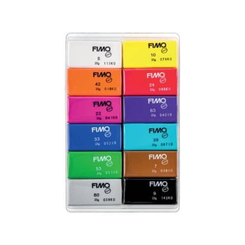 Lot 12 demi-pains de pâte FIMO SOFT - Couleurs primaires