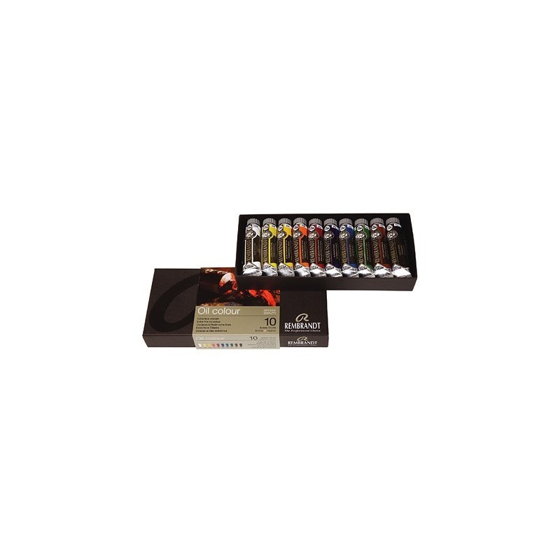 Boite de 10 tubes de peinture Huile extra fine Rembrandt, peintures à l'huile, Talens, Rembrandt