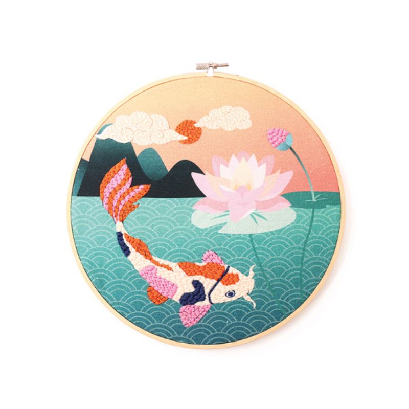 Kit Graine Creative punch needle carpe Koï