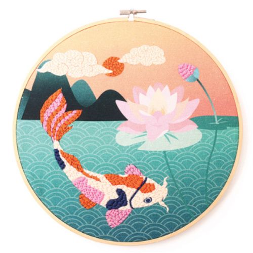 Kit Graine Creative punch needle carpe Koï