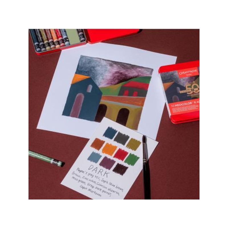 Boîte 10 pastels aquarellables Neocolor II Dark - édition spéciale 50 ans - Caran d'ache