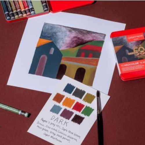Boîte 10 pastels aquarellables Neocolor II Dark - édition spéciale 50 ans - Caran d'ache