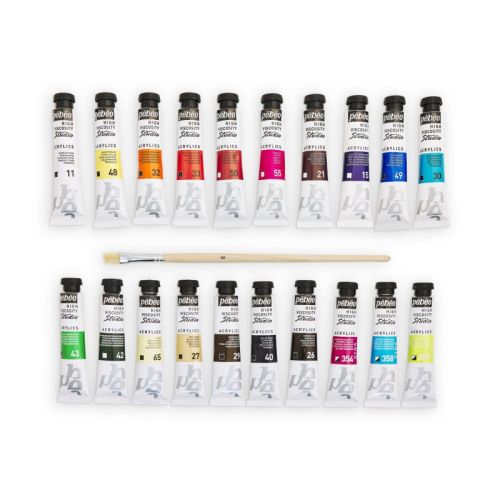 20 tubes 20ml acrylique + pinceau - Pébéo