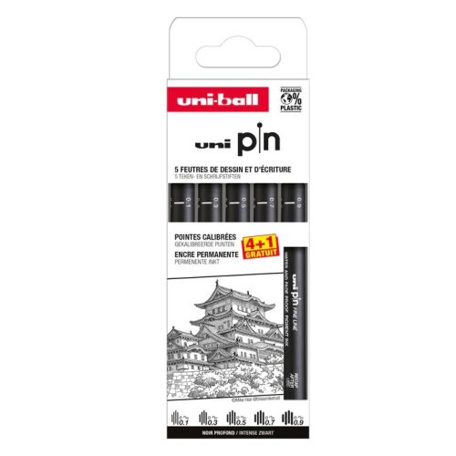 Pochette de 5 feutres calibrés PIN (0,1 / 0,3 / 0,5 / 0,7 / 0,9) dont 1 offert