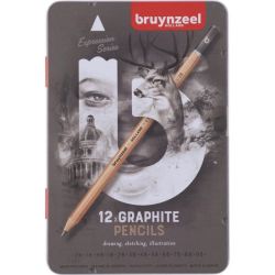 Boîte de 12 crayons graphite Expression - Bruynzeel