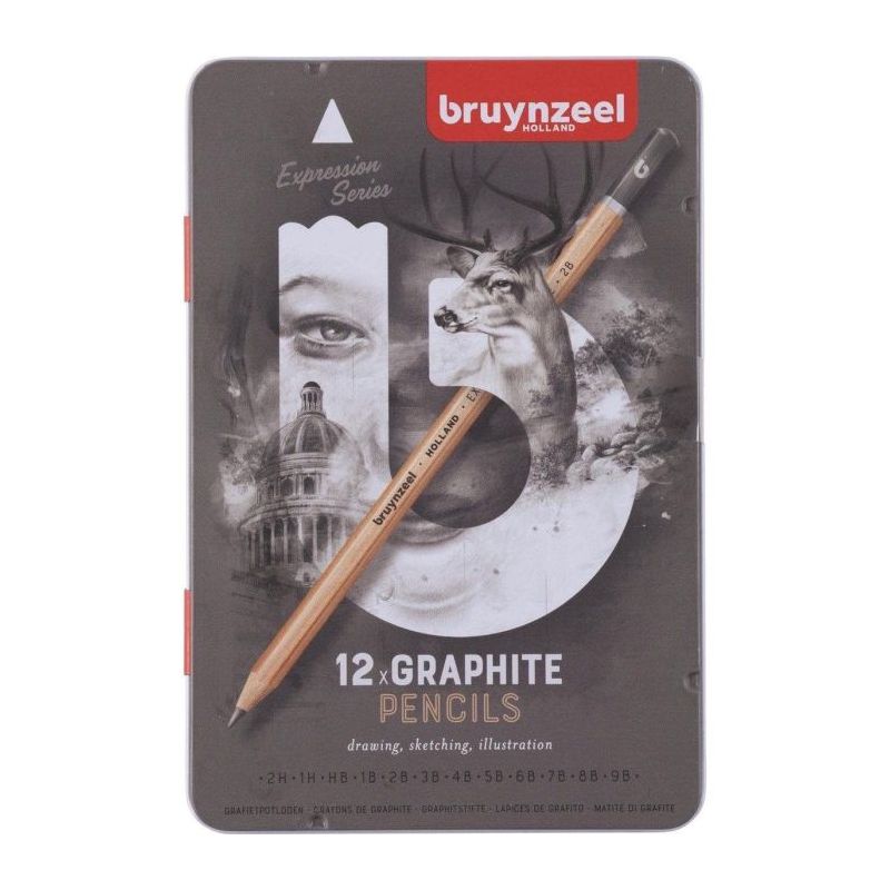 Boîte de 12 crayons graphite Expression - Bruynzeel