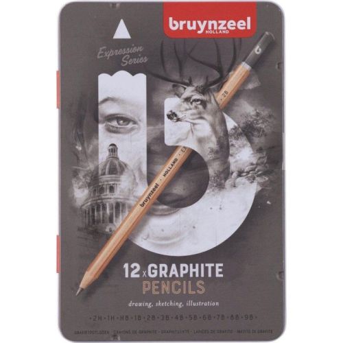 Boîte de 12 crayons graphite Expression - Bruynzeel
