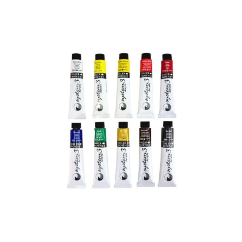 Assortiment peinture acrylique System 3 - 10 tubes 22ml - Daler-Rowney