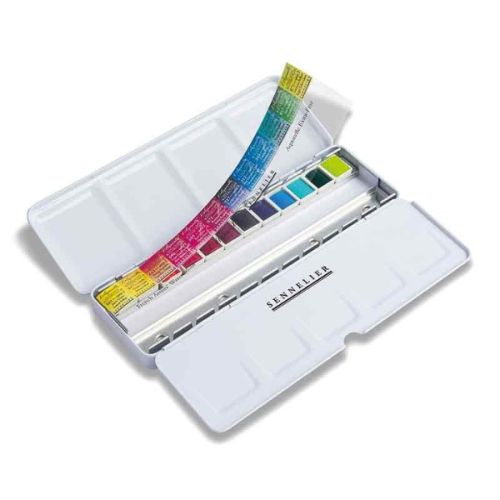 12 demi godets aquarelle Sennelier extra-fine - Sélection couleurs intenses