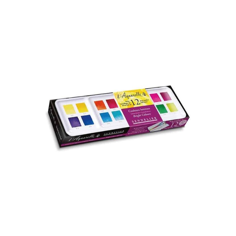 Boite métal aquarelle Sennelier extra-fine - Sélection couleurs intenses