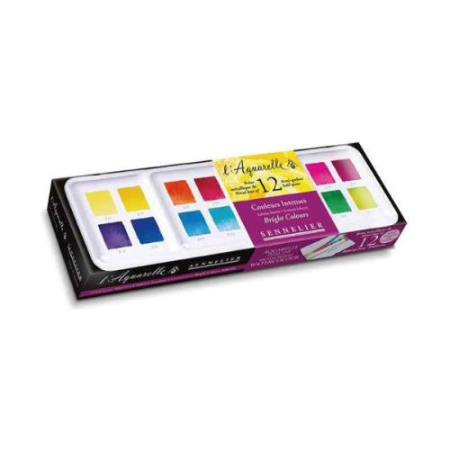 Boite métal aquarelle Sennelier extra-fine - Sélection couleurs intenses