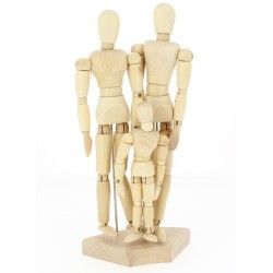 Mannequins articulée en bois - Homme, femme et enfant