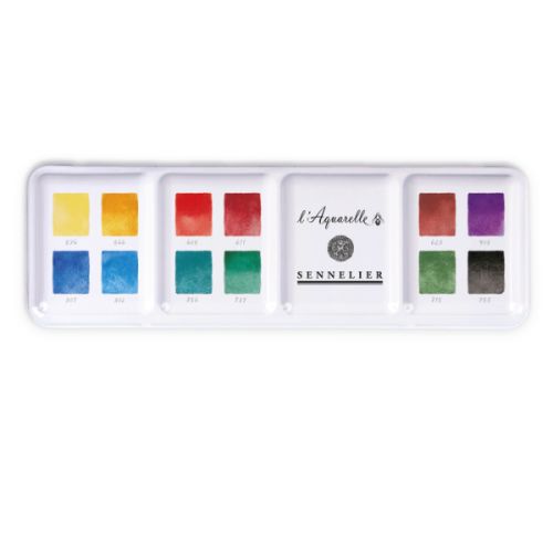 Boite aquarelle Sennelier extra-fine - 12 couleurs granuleuses