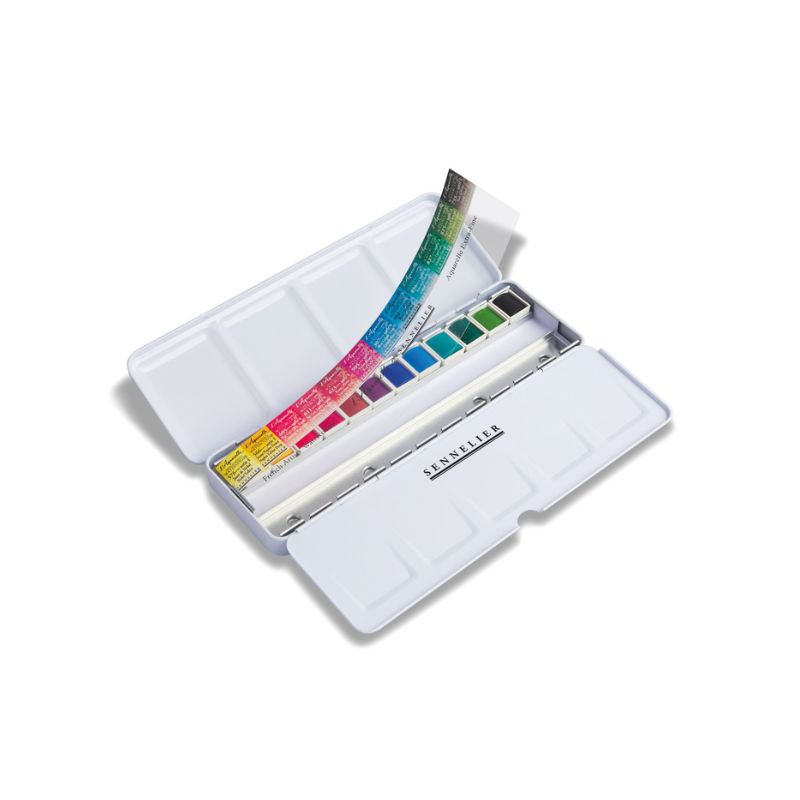 12 demi godets aquarelle Sennelier extra-fine - Sélection couleurs granuleuses