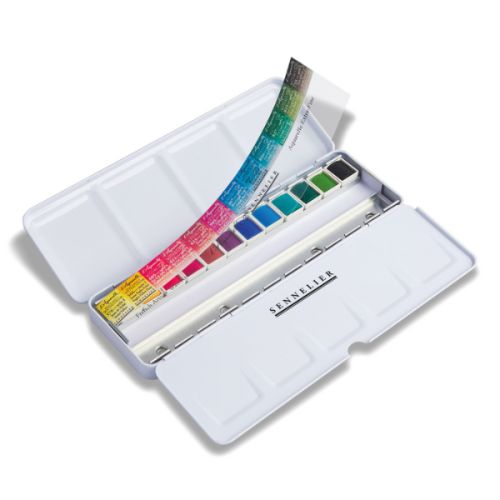 12 demi godets aquarelle Sennelier extra-fine - Sélection couleurs granuleuses