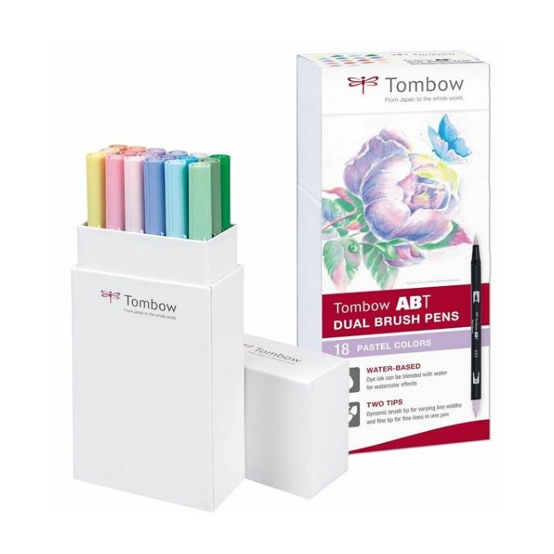 Boite 18 feutres ABT - Pastels - Tombow Boite 18 feutres ABT - Pastels - Tombow