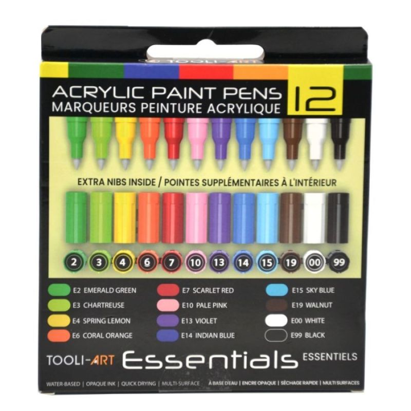 Set 12 marqueurs acrylique 0.7 mm - Essentiel - Tooli-Art