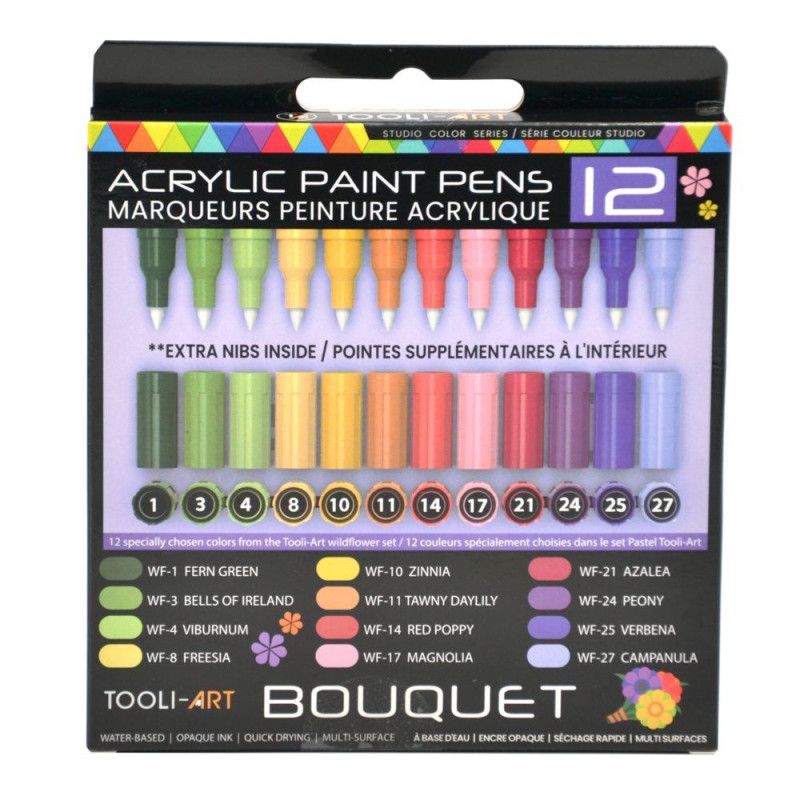 Set 12 marqueurs acrylique 0.7 mm - Bouquet - Tooli-Art